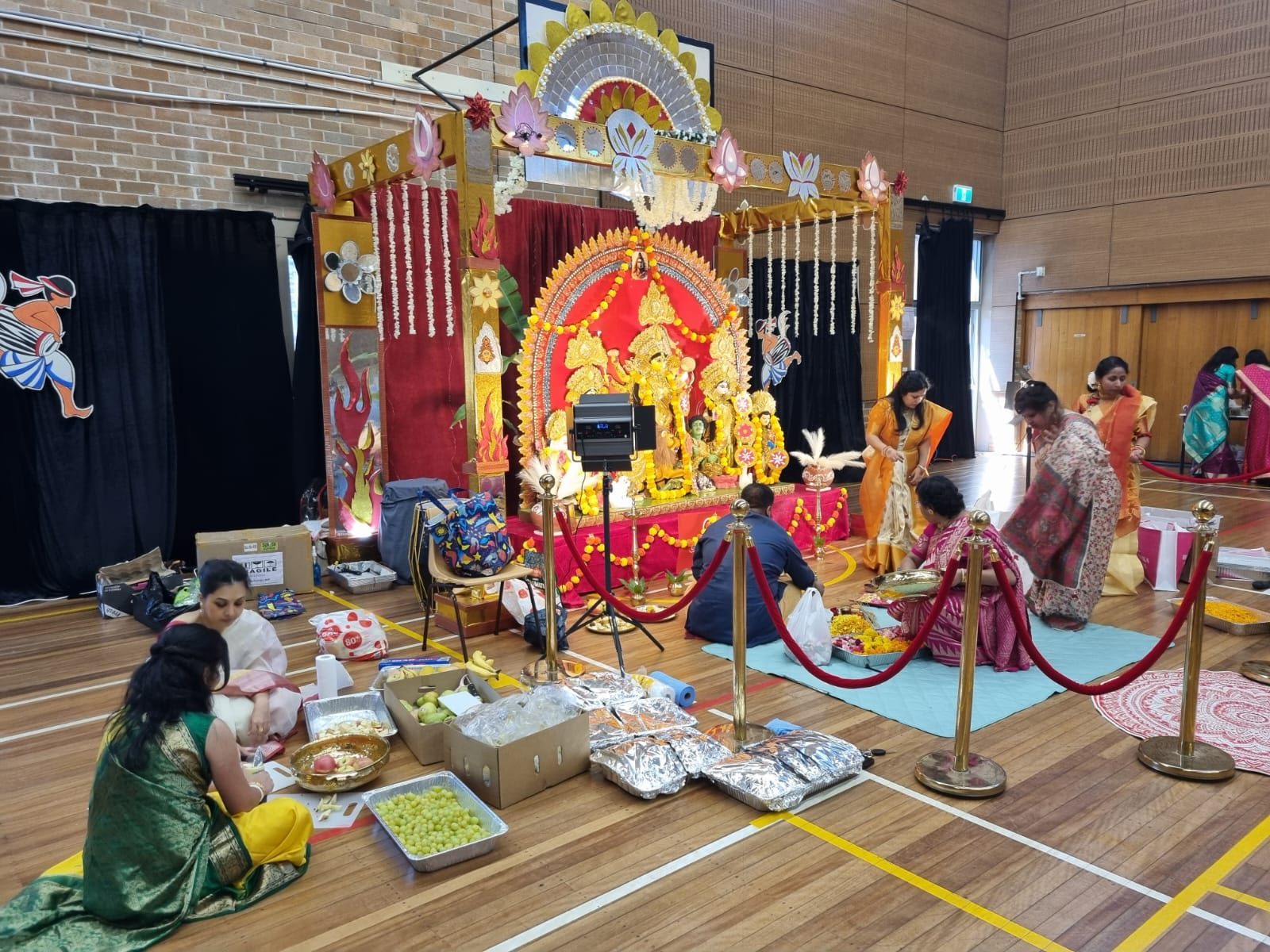 Volunteers preparing Maa Durga's pandal, Arohan Durga Puja 2025