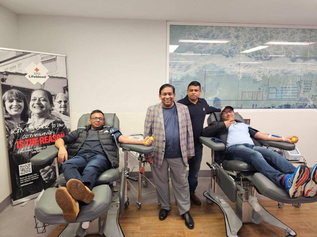 Arohan members donating blood at the Lifeblood Blood Drive, August 2026